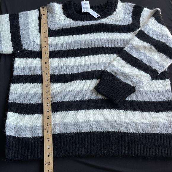 Sanctuary Womens Sweater XXL Black White Striped Eyelash Pullover Mohair - Picture 9 of 9